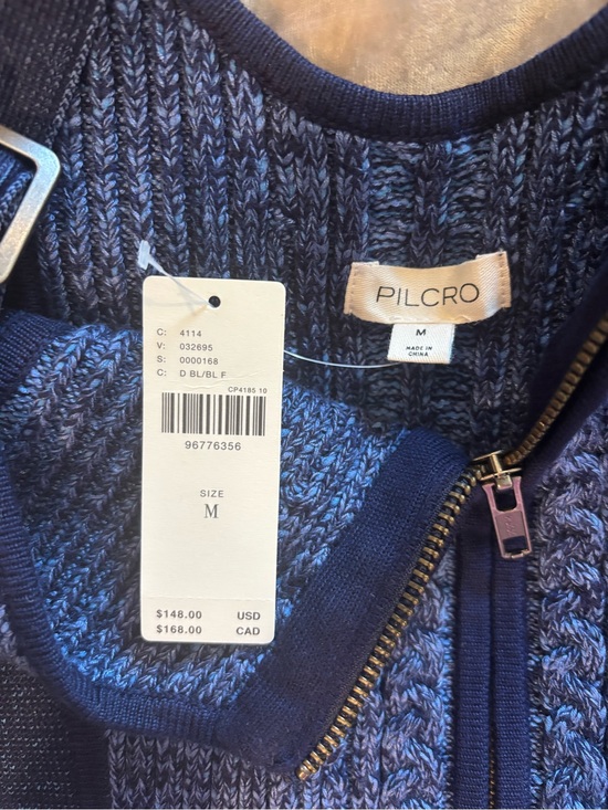 Pilcro Tops - Pilcro Navy & Heather Blue Zip Knit Sweater